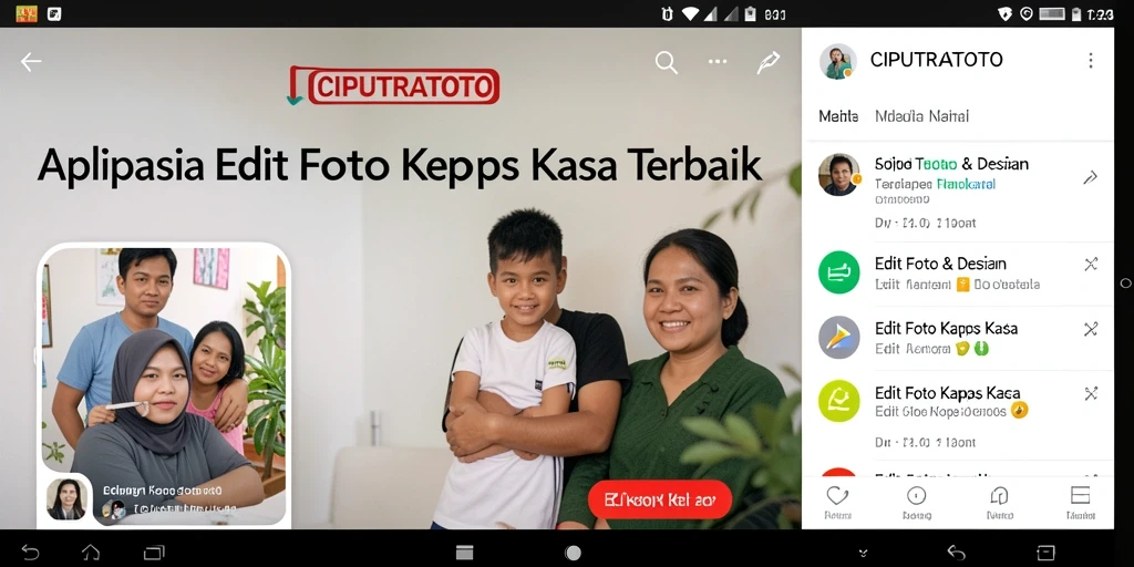 Tampilan antarmuka CIPUTRATOTO saat mengedit foto dengan efek kertas kaca.