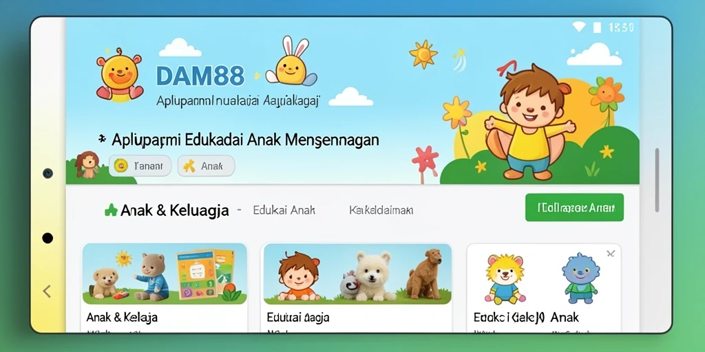 Screenshot utama aplikasi DAM88 menampilkan antarmuka menarik dan interaktif untuk anak.