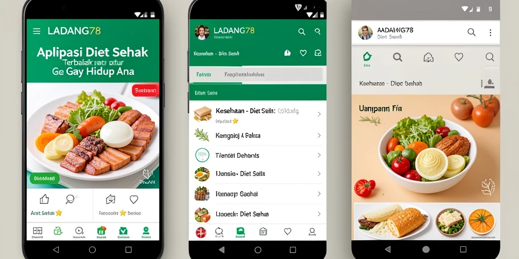 Tampilan antarmuka aplikasi Diet Sehat yang ramah pengguna.