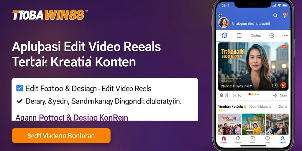 Tampilan antarmuka pengguna TOBAWIN88 saat mengedit video reels.