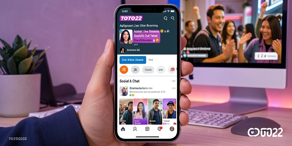 Antarmuka pengguna TOTO22 saat live streaming dengan fitur interaksi.